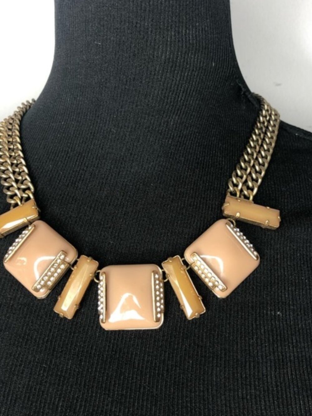 J. Crew Rhinestones Lucite Art Deco Style Necklace